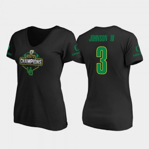 Oregon Ducks Johnny Johnson III T-Shirt 2019 PAC-12 North Football Division Champions V-Neck Black #3 Women