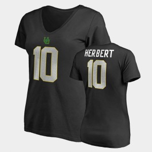 Oregon Ducks Justin Herbert T-Shirt College Legends Black Name & Number V-Neck For Women's #10
