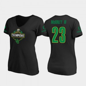 Oregon Ducks Verone McKinley III T-Shirt #23 Womens Black 2019 PAC-12 North Football Division Champions V-Neck