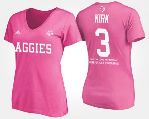 Texas A&M Aggies Christian Kirk T-Shirt With Message #3 Pink Women's
