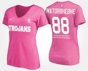 USC Trojans Daniel Imatorbhebhe T-Shirt #88 With Message Pink Womens
