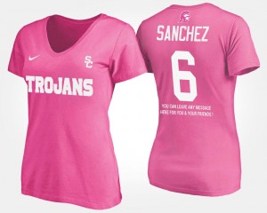 USC Trojans Mark Sanchez T-Shirt #6 With Message Pink For Women