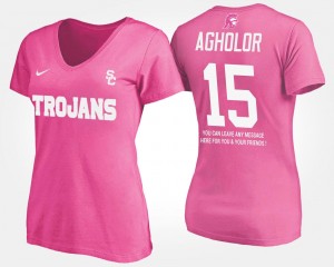 USC Trojans Nelson Agholor T-Shirt #15 With Message Women's Pink