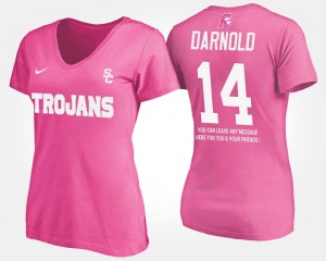 USC Trojans Sam Darnold T-Shirt Ladies Pink With Message #14