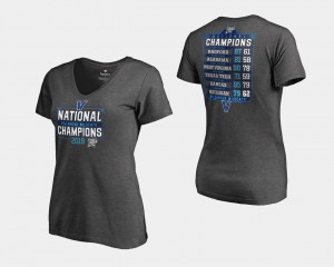 Villanova Wildcats T-Shirt For Women 2018 Dropstep Schedule Basketball National Champions Heather Gray