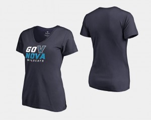 Villanova Wildcats T-Shirt Navy Womens 2018 Go Nova V-Neck Basketball National Champions