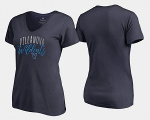 Villanova Wildcats T-Shirt For Women's Graceful Navy V-Neck