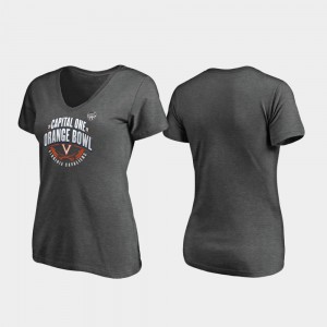 Virginia Cavaliers T-Shirt Scrimmage V-Neck Ladies Heather Gray 2019 Orange Bowl Bound