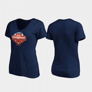 Virginia Cavaliers T-Shirt Women 2019 ACC Coastal Football Division Champions V-Neck Navy
