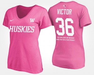 Washington Huskies Azeem Victor T-Shirt With Message #36 Womens Pink