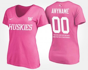 Washington Huskies Customized T-Shirt With Message Women #00 Pink