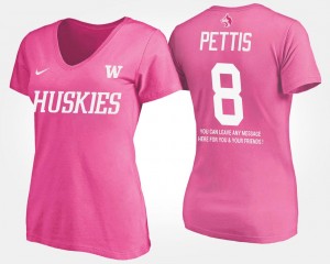 Washington Huskies Dante Pettis T-Shirt With Message Pink #8 For Women