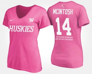 Washington Huskies JoJo McIntosh T-Shirt #14 Ladies Pink With Message