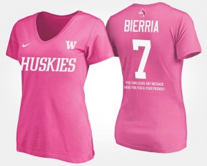 Washington Huskies Keishawn Bierria T-Shirt For Women Pink With Message #7