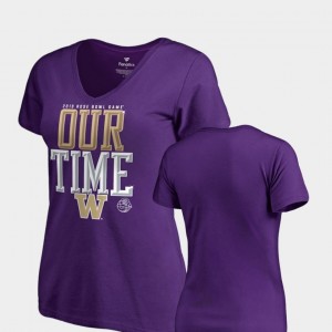 Washington Huskies T-Shirt Counter V-Neck Ladies 2019 Rose Bowl Bound Purple