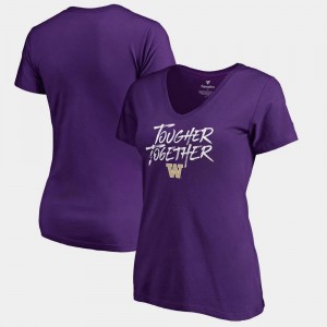 Washington Huskies T-Shirt Women's Tougher Together V-Neck Purple