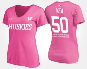 Washington Huskies Vita Vea T-Shirt With Message #50 Womens Pink