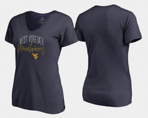 West Virginia Mountaineers T-Shirt Graceful V-Neck For Women's Navy