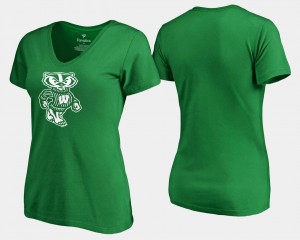 Wisconsin Badgers T-Shirt Kelly Green White Logo Ladies St. Patrick's Day