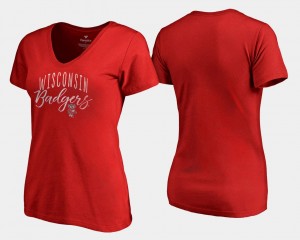 Wisconsin Badgers T-Shirt Ladies Red Graceful V-Neck