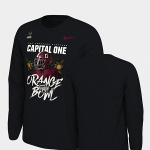 Alabama Crimson Tide T-Shirt Illustrated Helmet Long Sleeve College Football Playoff Kids 2018 Orange Bowl Bound Black