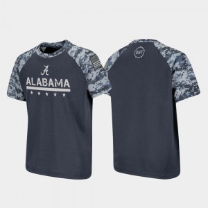 Alabama Crimson Tide T-Shirt Raglan Digital Camo Charcoal Youth OHT Military Appreciation