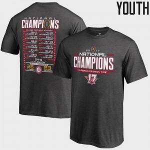 Alabama Crimson Tide T-Shirt Youth(Kids) Bowl Game Heather Gray College Football Playoff 2017 National Champions Schedule