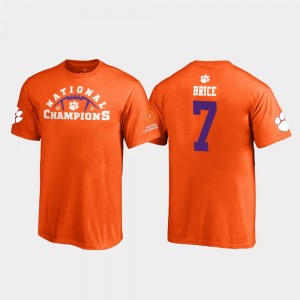 Clemson Tigers Chase Brice T-Shirt Orange For Kids Pylon #7 2018 National Champions