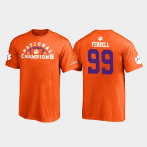 Clemson Tigers Clelin Ferrell T-Shirt #99 Youth(Kids) Orange 2018 National Champions Pylon