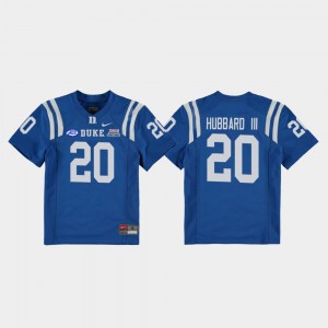 Duke Blue Devils Marvin Hubbard III Jersey #20 For Kids College Football Game Royal 2018 Independence Bowl