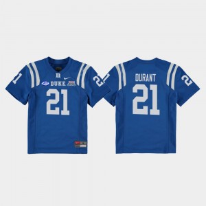 Duke Blue Devils Mataeo Durant Jersey Kids #21 College Football Game Royal 2018 Independence Bowl