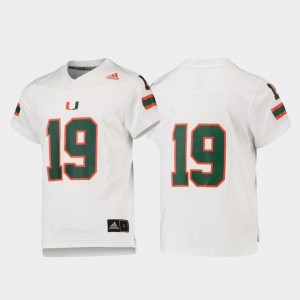 Miami Hurricanes Jersey #19 College Football Replica Kids White