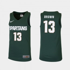 Michigan State Spartans Gabe Brown Jersey Replica College Basketball #3 Green Youth