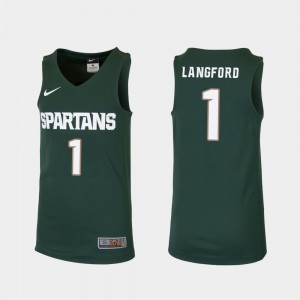 Michigan State Spartans Joshua Langford Jersey Replica Kids College Basketball Green #1