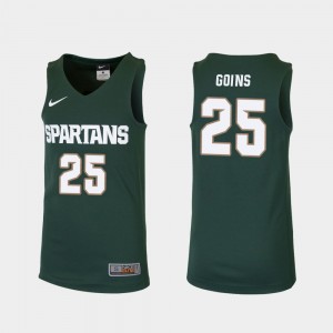 Michigan State Spartans Kenny Goins Jersey Replica College Basketball Green #25 For Kids