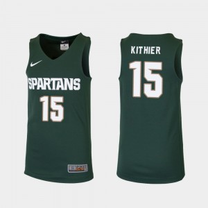 Michigan State Spartans Thomas Kithier Jersey Replica College Basketball #15 Kids Green