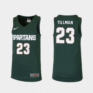 Michigan State Spartans Xavier Tillman Jersey College Basketball Replica Kids Green #23