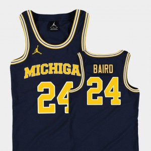Michigan Wolverines C.J. Baird Jersey Navy College Basketball Jordan For Kids Replica #24