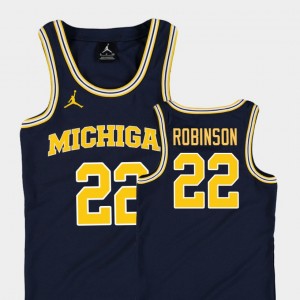 Michigan Wolverines Duncan Robinson Jersey Navy #22 College Basketball Jordan Replica Youth