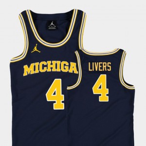Michigan Wolverines Isaiah Livers Jersey College Basketball Jordan Replica Youth(Kids) Navy #4