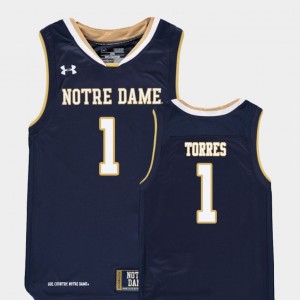 Notre Dame Fighting Irish Austin Torres Jersey Navy College Basketball Replica Youth #1