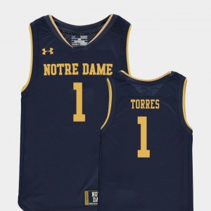 Notre Dame Fighting Irish Austin Torres Jersey For Kids Replica Navy #1 College Basketball Special Games