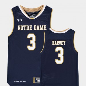 Notre Dame Fighting Irish D.J. Harvey Jersey Navy College Basketball For Kids #3 Replica