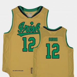 Notre Dame Fighting Irish Elijah Burns Jersey College Basketball Special Games Replica #12 Kids Gold