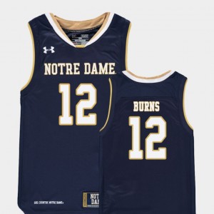 Notre Dame Fighting Irish Elijah Burns Jersey Replica Youth(Kids) #12 College Basketball Navy