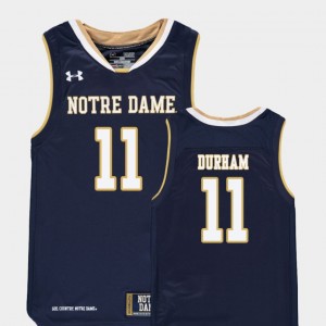 Notre Dame Fighting Irish Juwan Durham Jersey Replica #11 College Basketball Youth(Kids) Navy