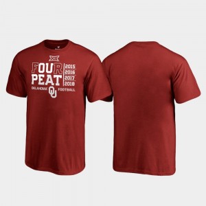 Oklahoma Sooners T-Shirt For Kids Four-Peat Crimson 2018 Big 12 Football Champions