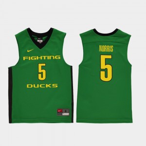 Oregon Ducks Miles Norris Jersey #5 Green Replica Youth College Basketball