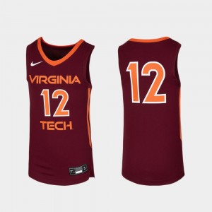 Virginia Tech Hokies Jersey Maroon #12 Basketball For Kids Replica