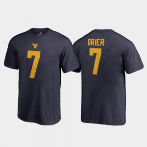 West Virginia Mountaineers Will Grier T-Shirt #7 Navy College Legends For Kids Name & Number